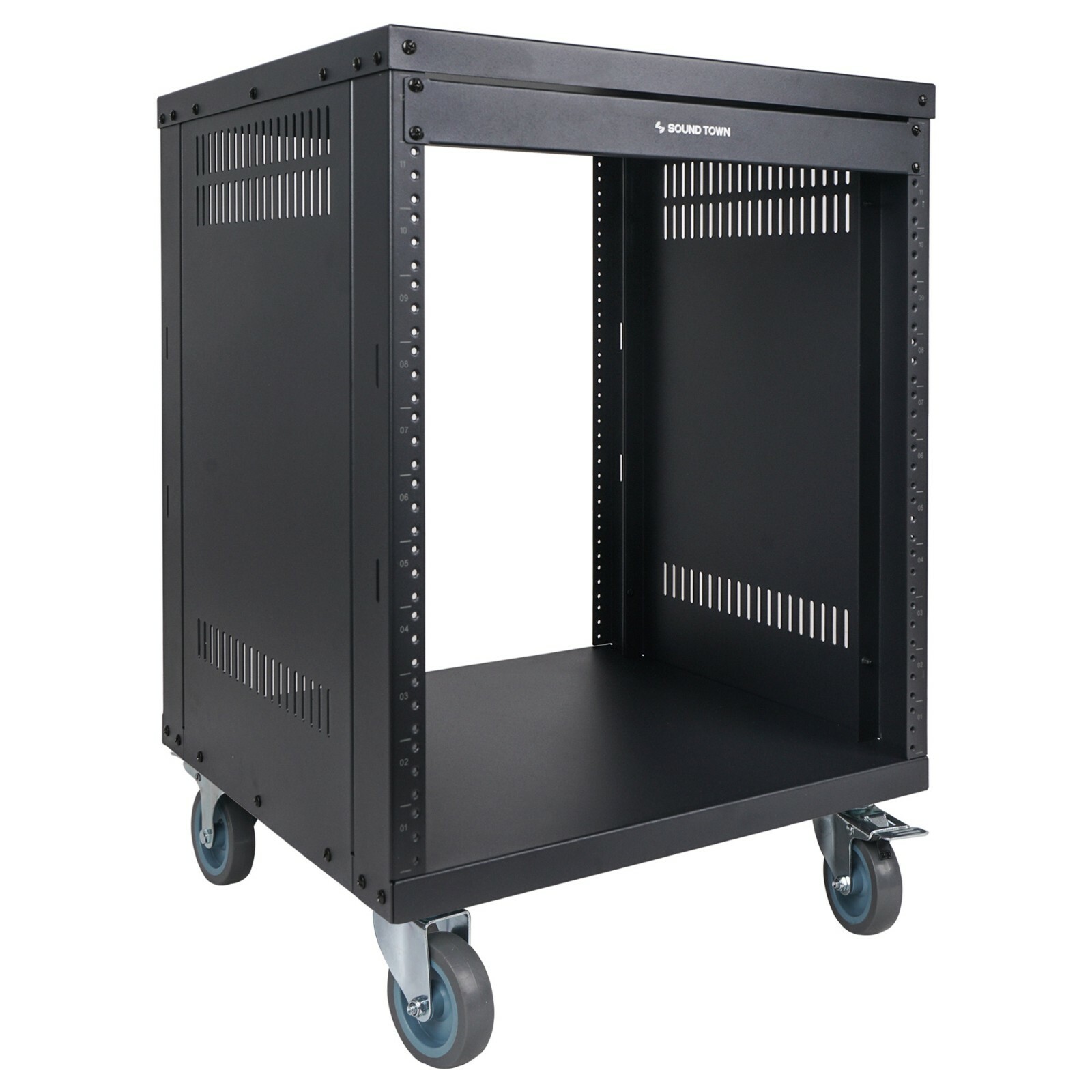 Sound Town 12U Universal Steel Rack, w/ 3" Locking Casters (STRK-M12U)