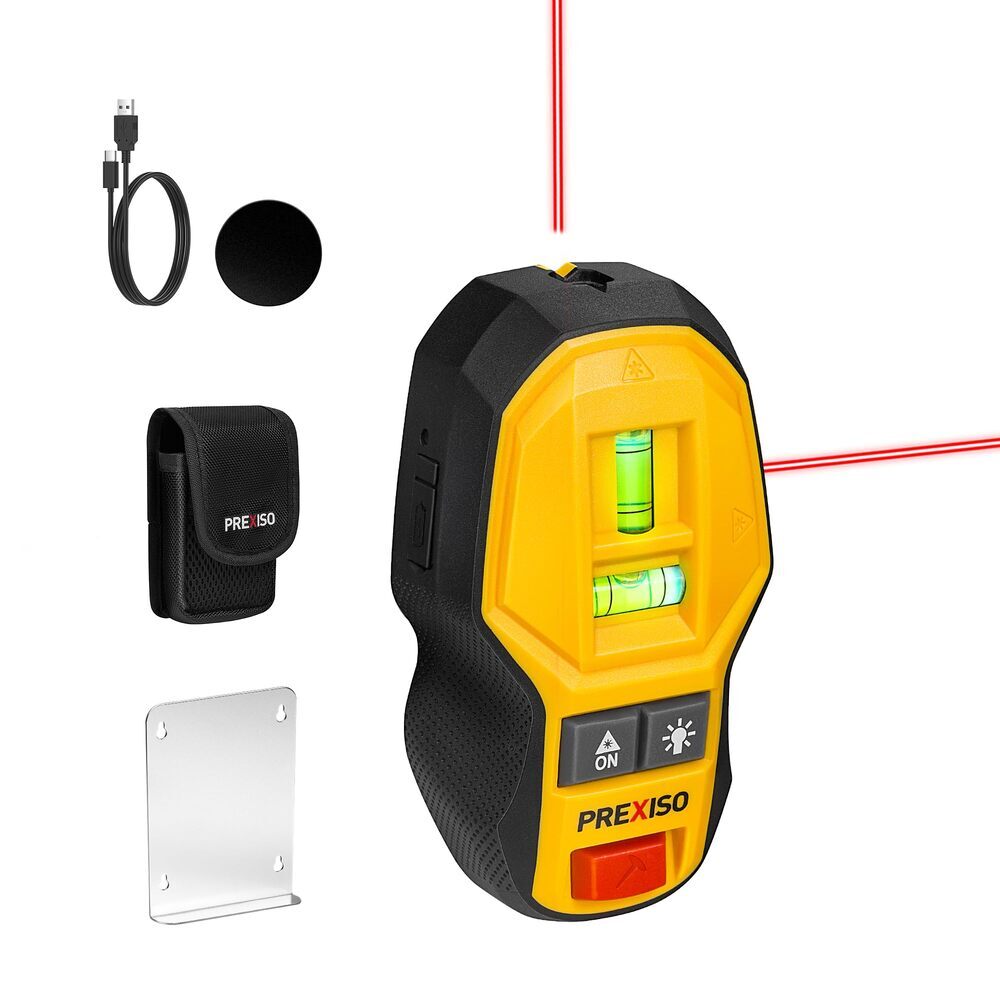 PREXISO 2-in-1 Magnetic Stud Finder with Laser Level & Bubble Level Rechargeable