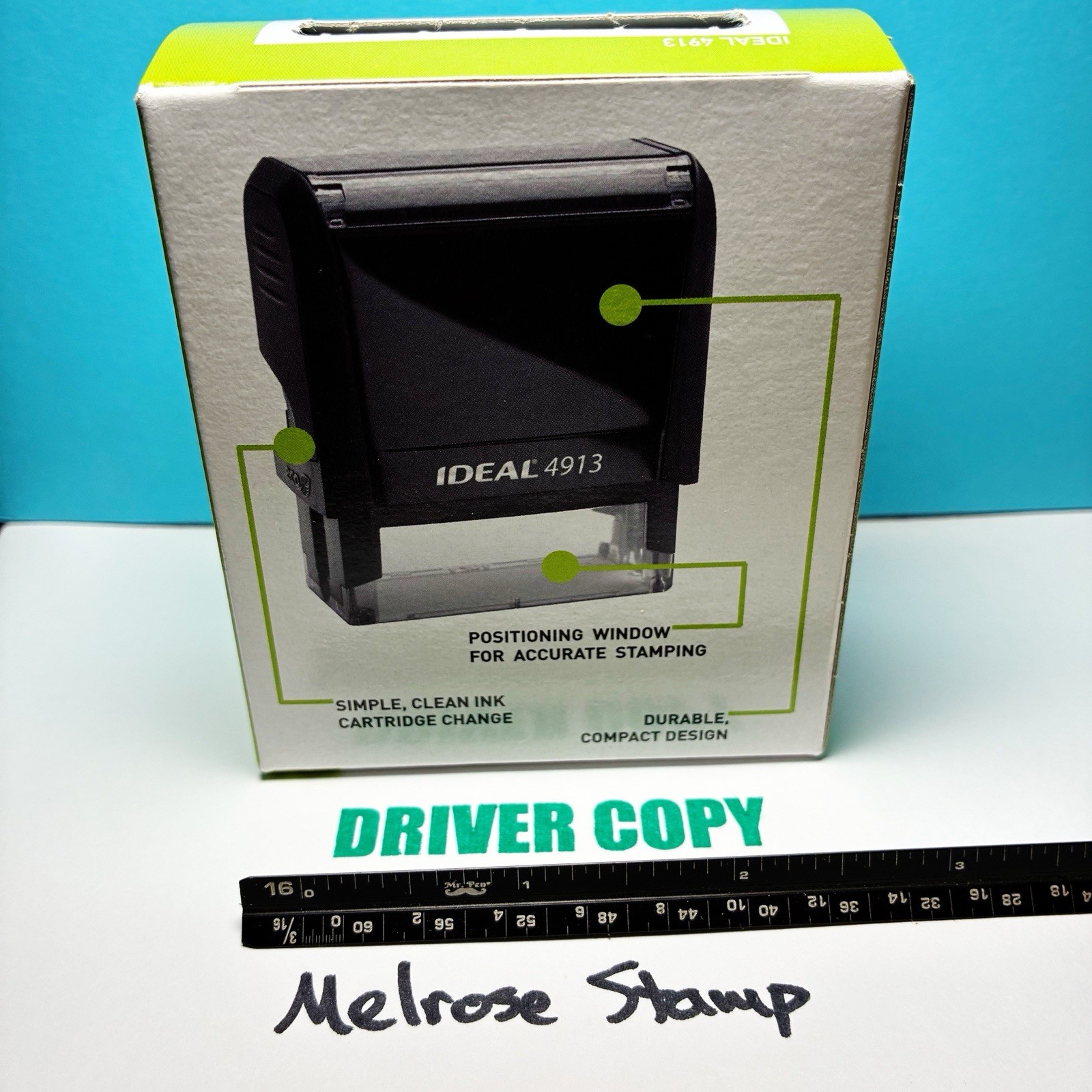 Driver Copy Rubber Stamp Green Ink Self Inking Ideal 4913