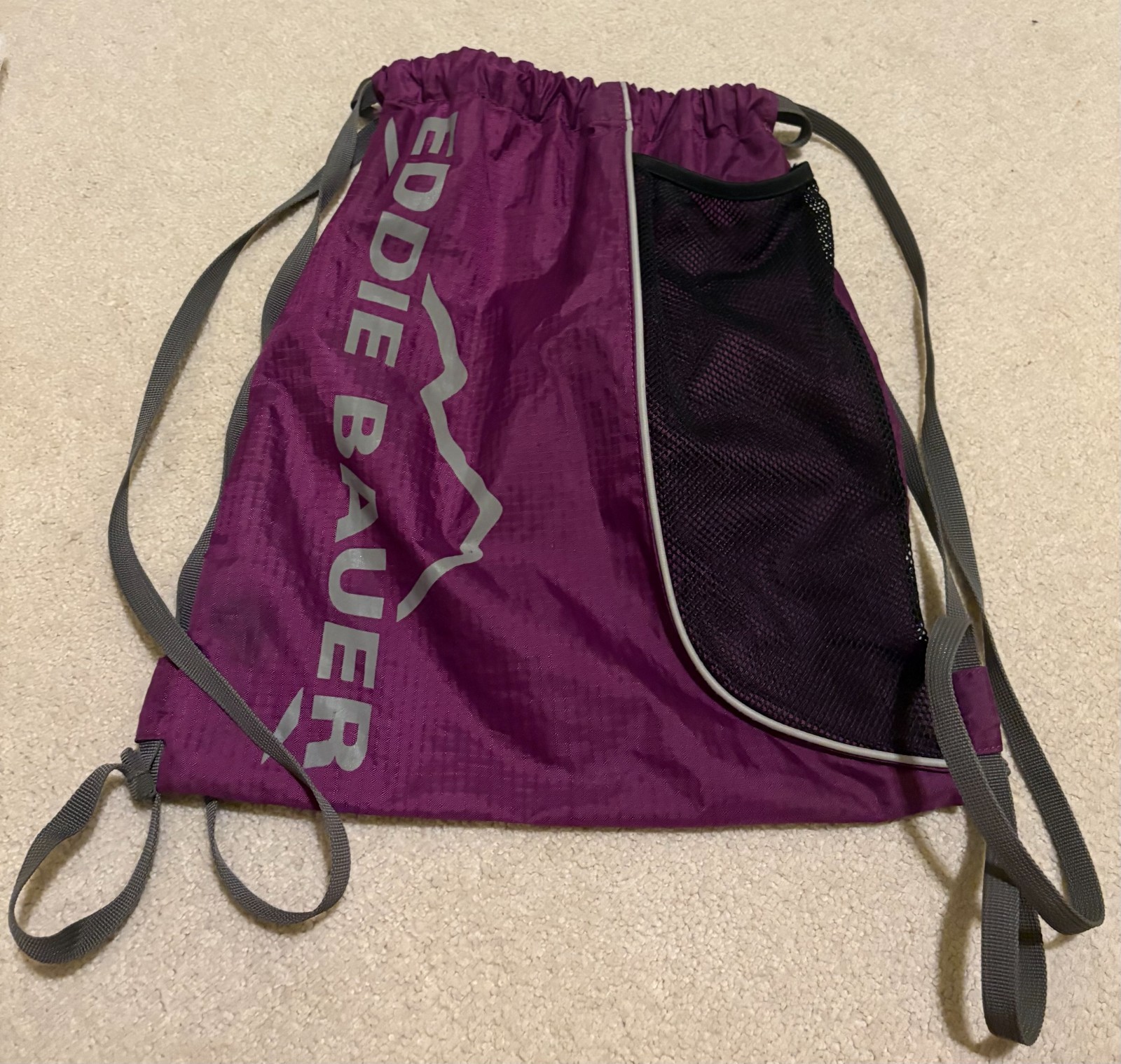 EDDIE BAUER Unisex Purple Multi Large Cinch Sack Mesh Pocket Backpack
