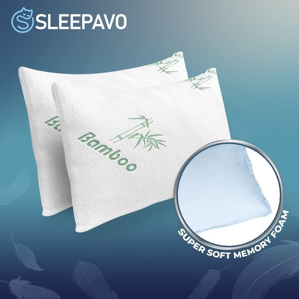 Shredded Memory Foam Pillow Queen Size - Cooling Bed Pillow for Sleeping