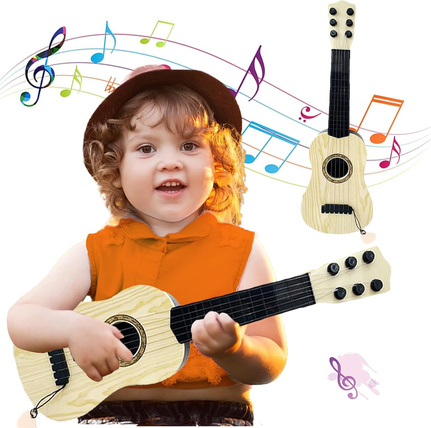 Kids 17 Inch Mini Guitar, 6 String Musical Instrument for Toddlers & Preschooler