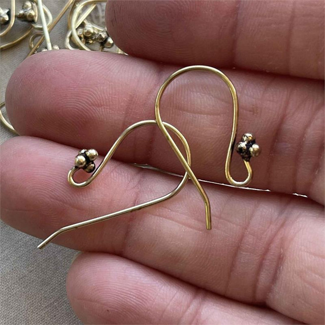 French Hook Fancy Earwires 28x13mm 19ga E-Coat Solid Brass Q12 Pair Per Pkg