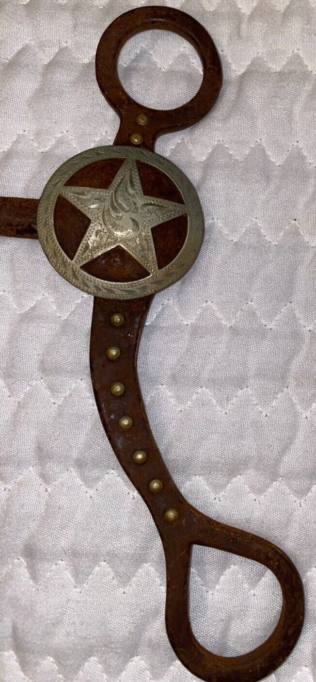 5 1/4'' BROWN IRON DOTTED TEXAS STAR WESTERN SNAFFLE BIT