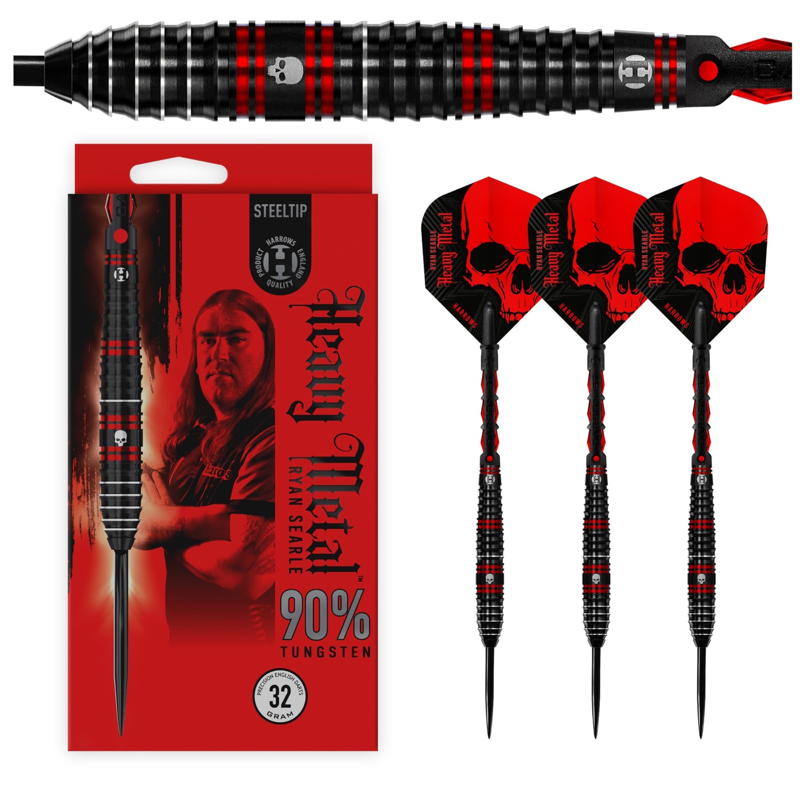 Harrows Ryan Searle 90% Tungsten Steel Tip Darts Set | 21g, 22g, 23g, 24g, 26...