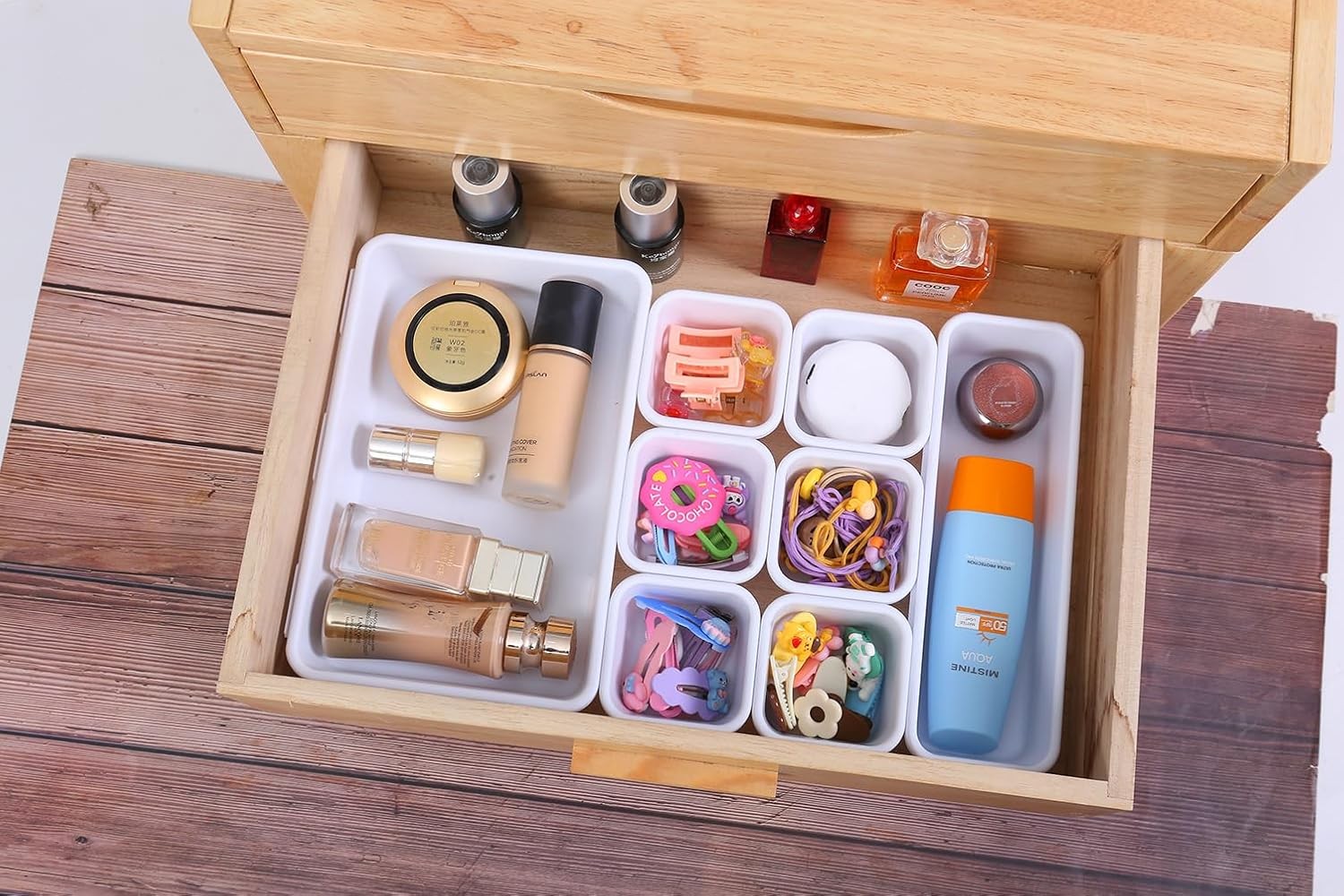 15 Piece White Interlocking Desk Drawer Organizer Separator System for Office