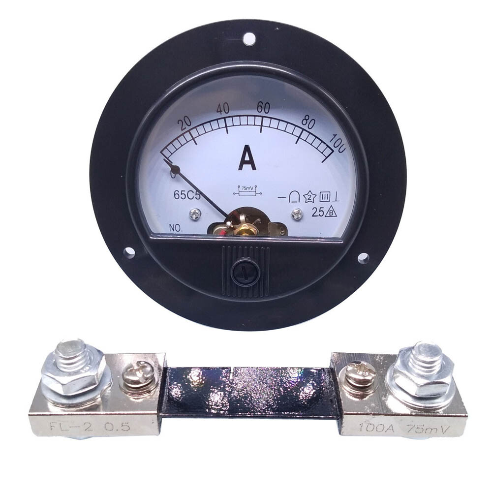 DC 0~100A Analog AMP Current Pointer Needle Panel Meter Ammeter & Shunt Set USA