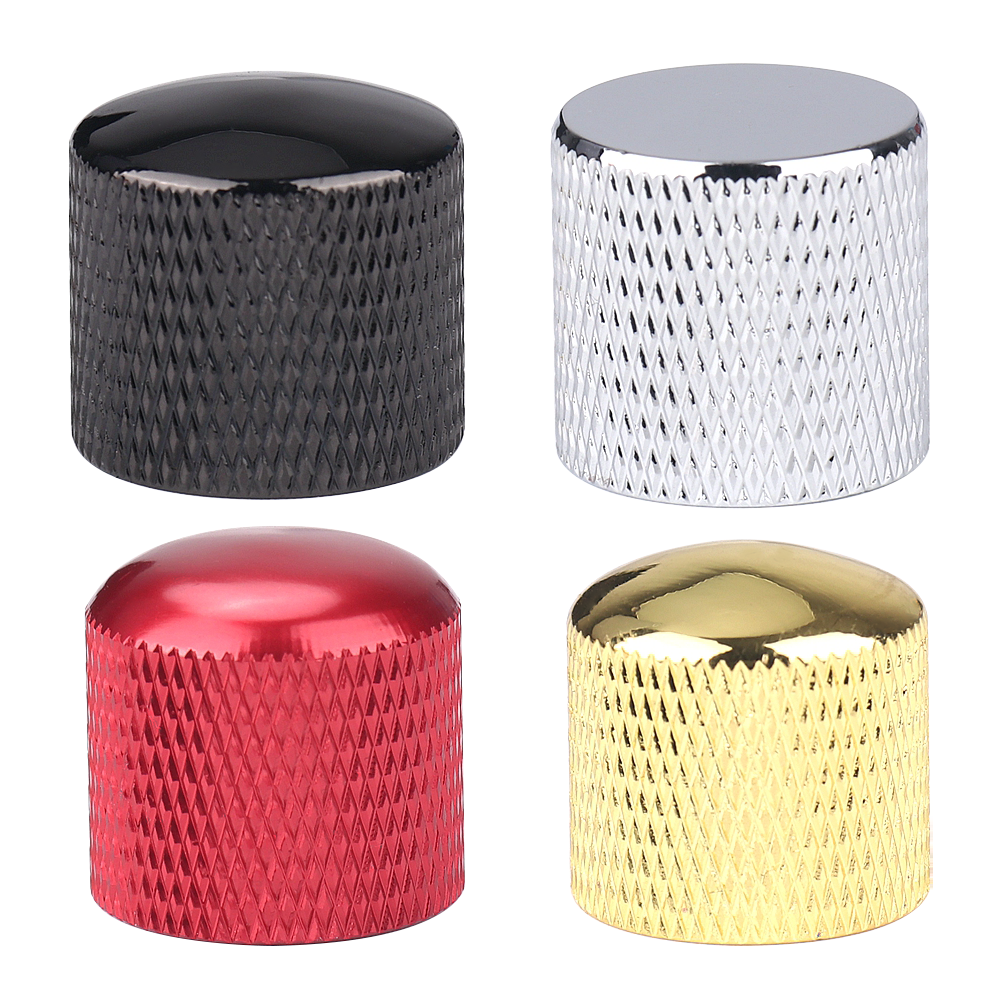 4Pcs Metal/Plastic Guitar Knobs Guitar Bass Dome Control Knob Volume Tone Knobs