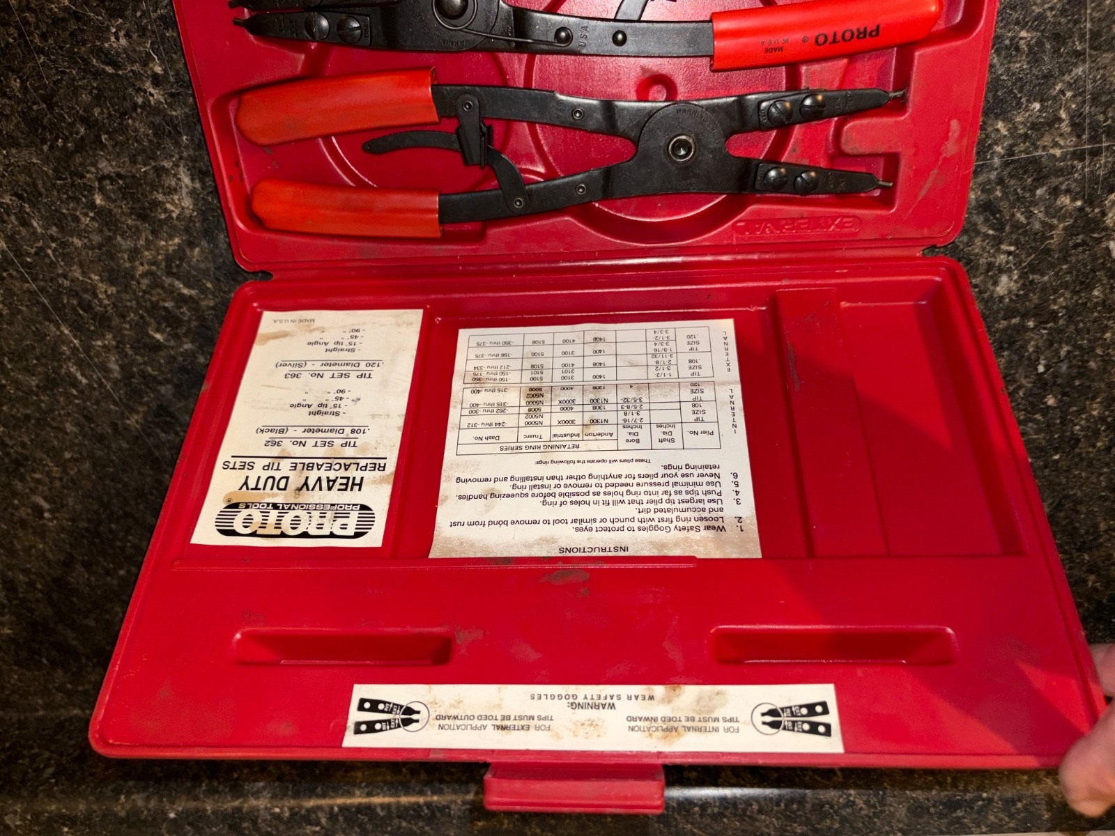 PROTO RETAINING RING PLIER SET