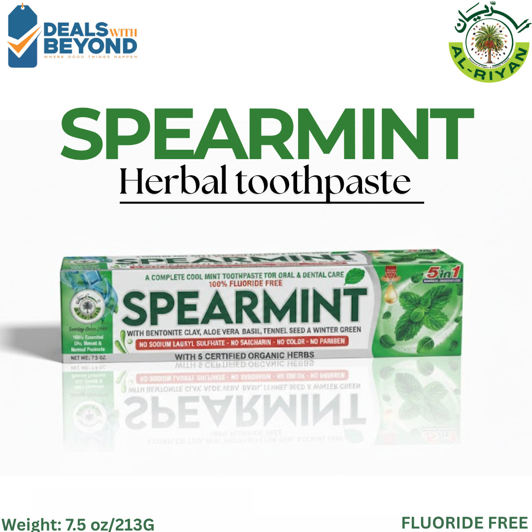 Al-Riyan Organic Spearmint Herbal Toothpaste Natural & Fluoride-Free 7.5 oz