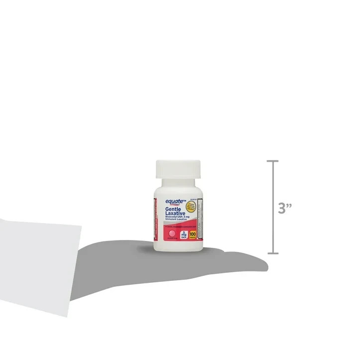 Equate Gentle Laxative Tablets for Constipation, 100 Count, Bisacodyl 5 mg