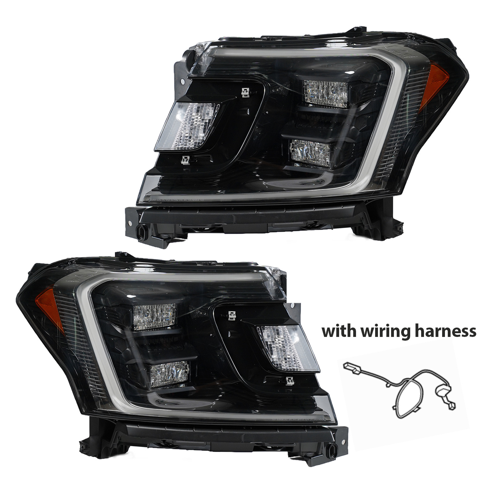 Halogen Upgrade LED Headlight For 2018-2021 Ford Expedition Black Projector Pair