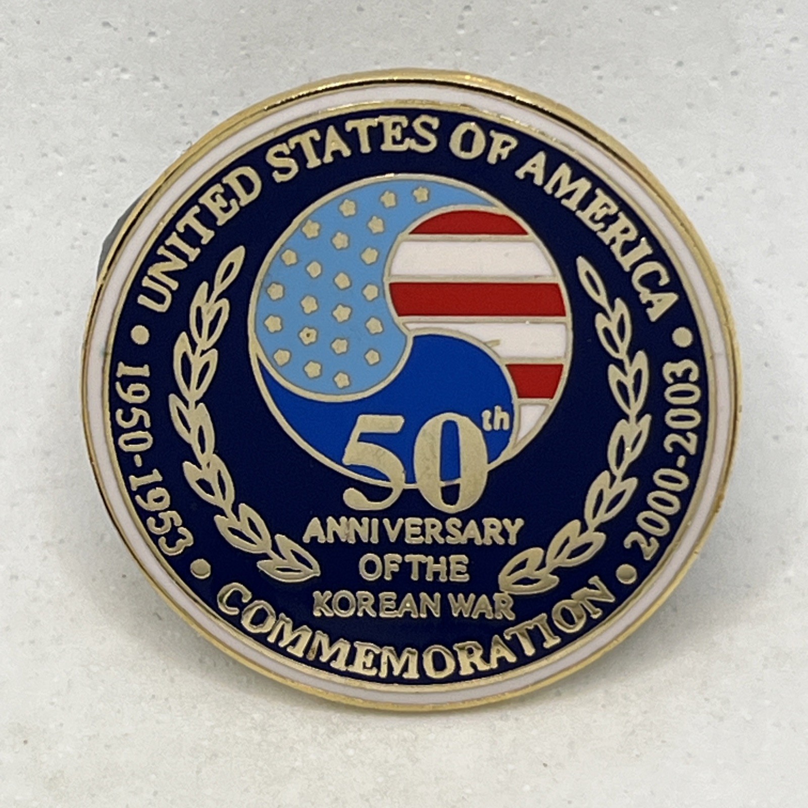 Korean War 50th Anniversary United States Military Patriotic Enamel Hat Pin
