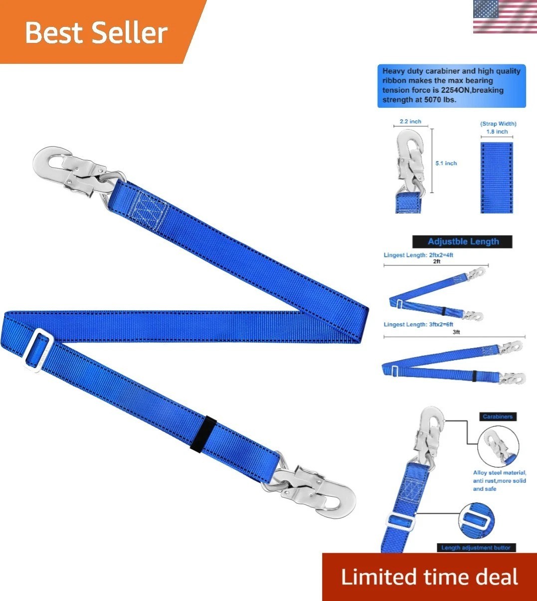 High-Strength Fall Protection Lanyard - Adjustable Safety Harness for Climbing