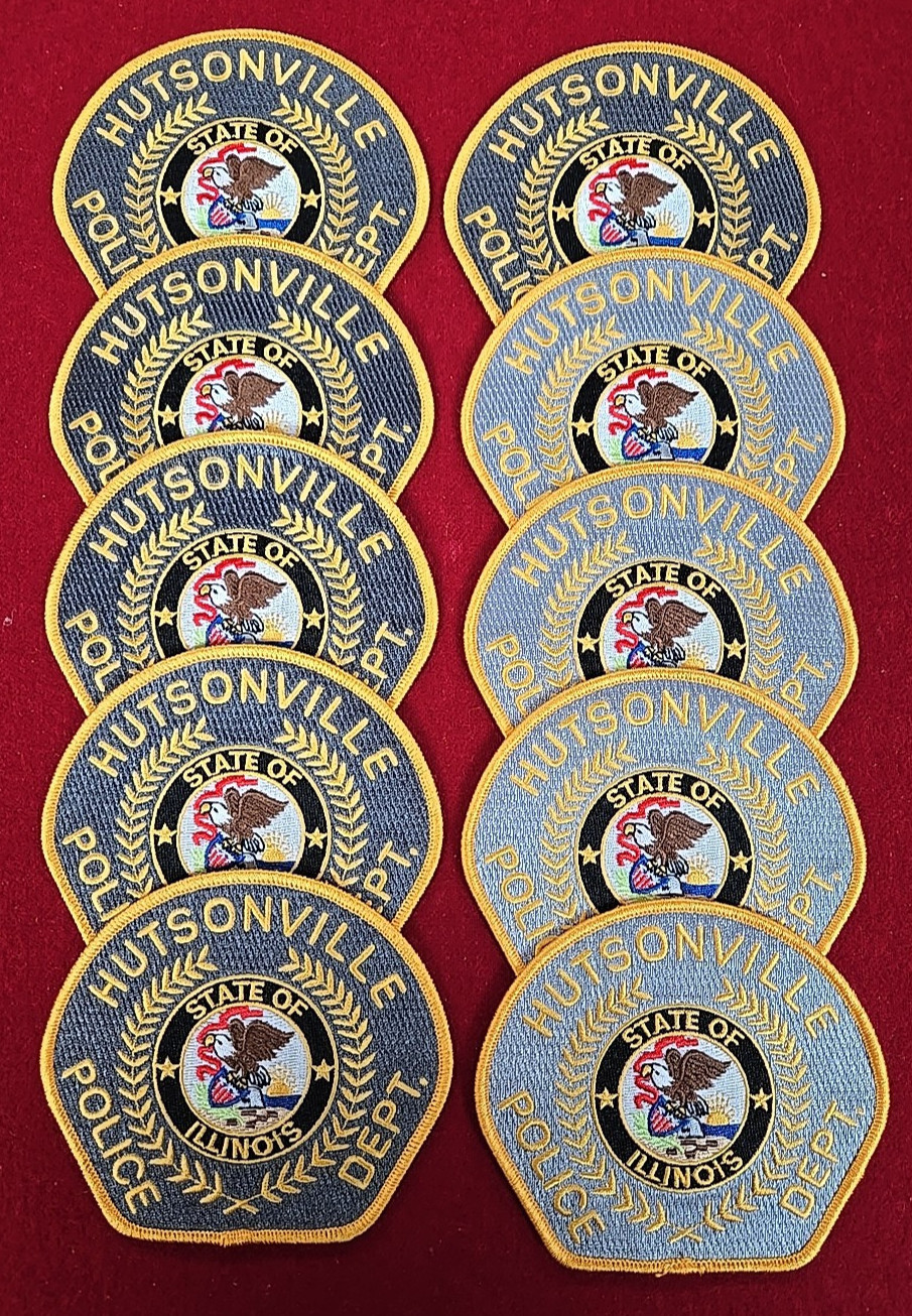 HUTSONVILLE ILLINOIS POLICE Patch Lot Trade Stock 10 Police Patches POLICE PATCH