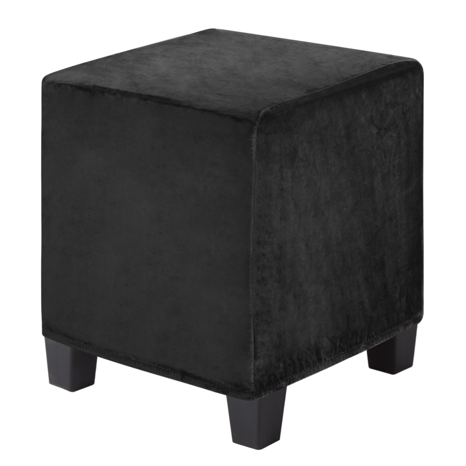 1-Pack 13"x13"x15" Stretch Square Ottoman covers Footstool Protector Black