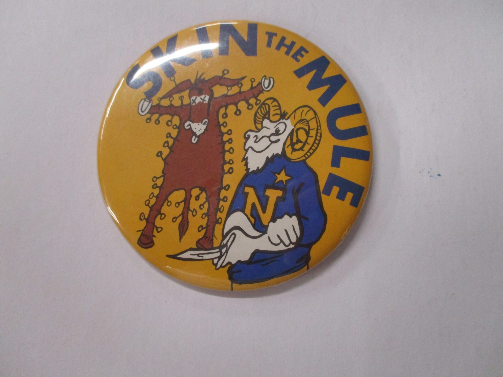 Navy Skin the Mule Vintage Pin Badge Size 3.25 Inches navy Football