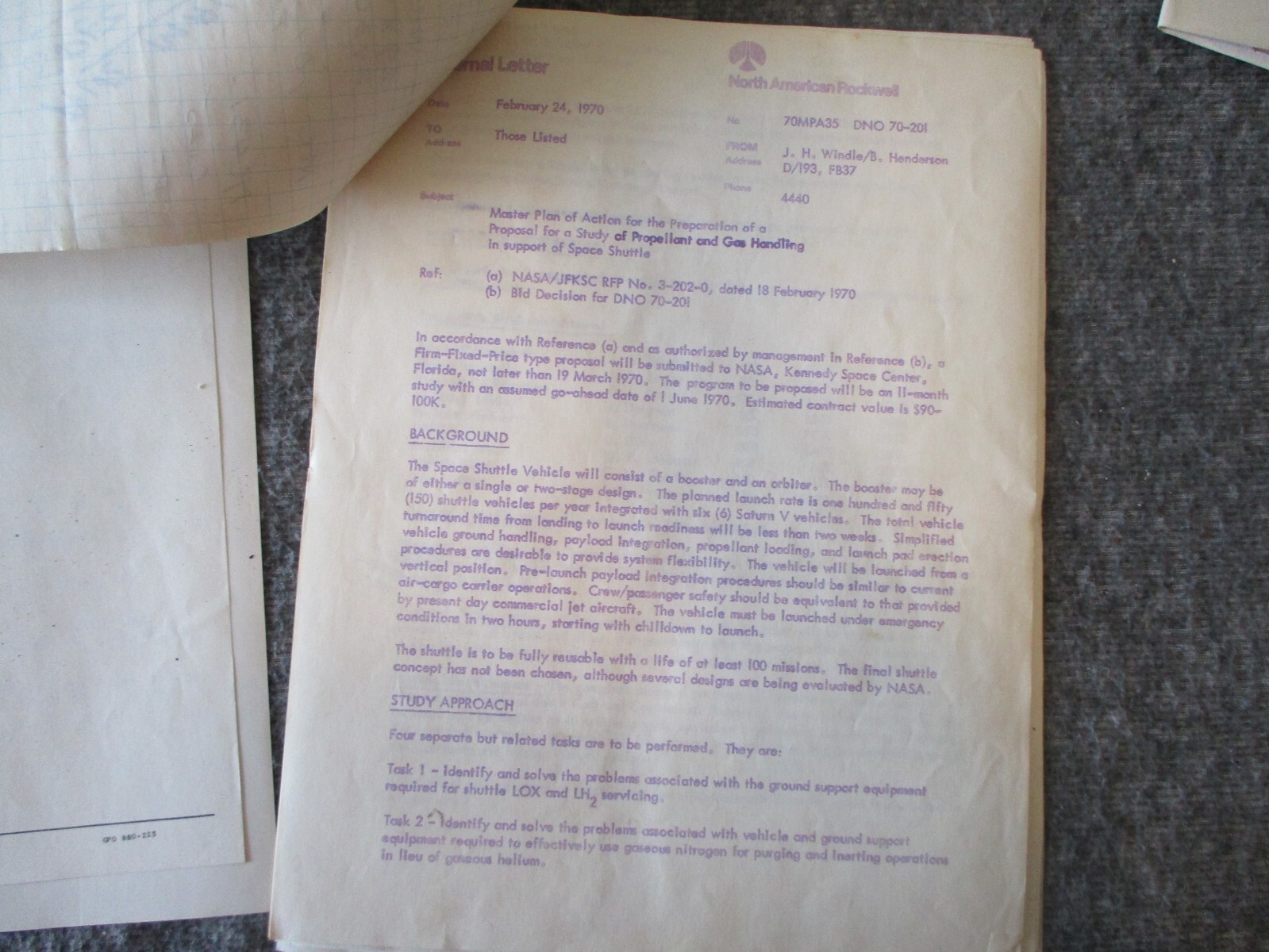 NASA SPACE SHUTTLE ROCKWELL GENERAL DYNAMICS PROPELLANT/CRYOGENICS PROPOSAL++