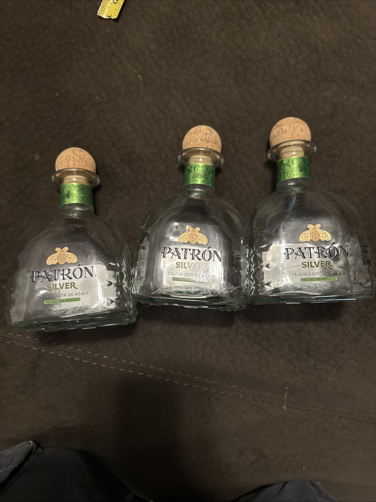 4 Empty Patron Tequila 750mL Glass Bottles With Stoppers DIY Upcycle Craft