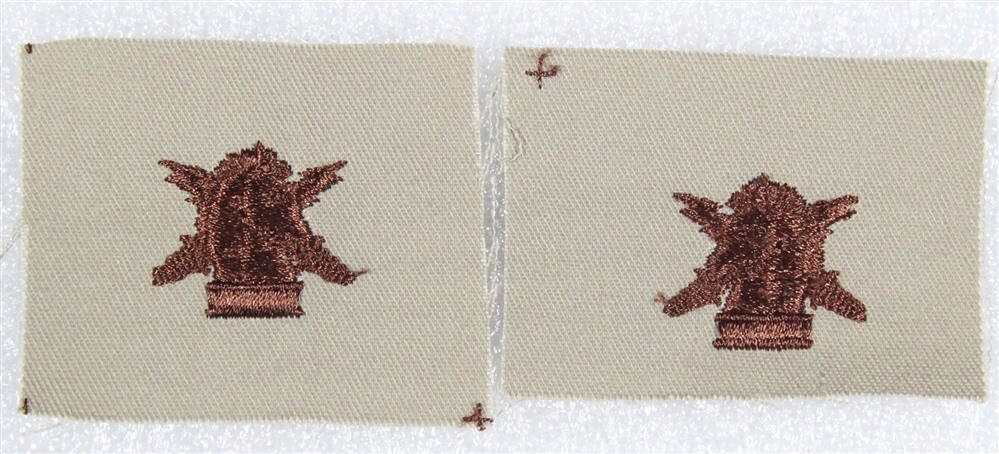 Cloth Army Officer Collar Insignia: Psychological Ops - brown on tan set