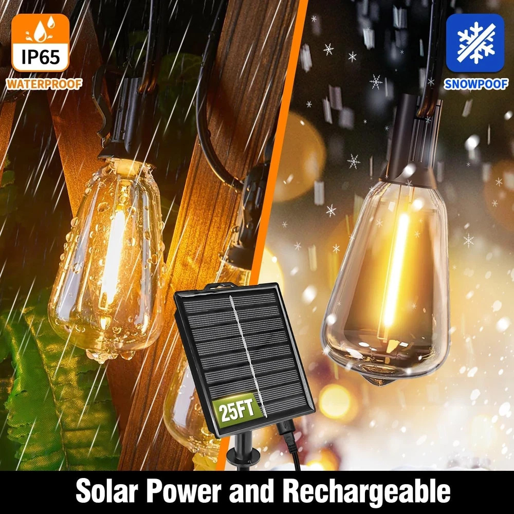 25FT String Lights Outdoor Waterproof LED Patio Lights with Remote