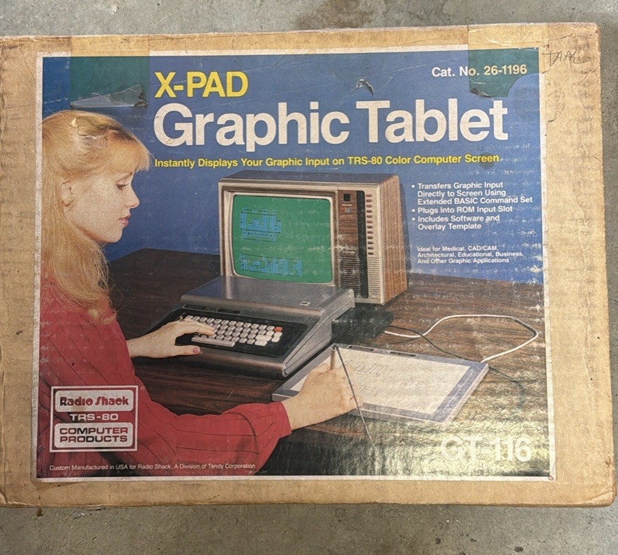Vintage Radio Shack TRS-80 X-PAD Graphic Tablet GT-116 BOX CIB COMPLETE NEW READ