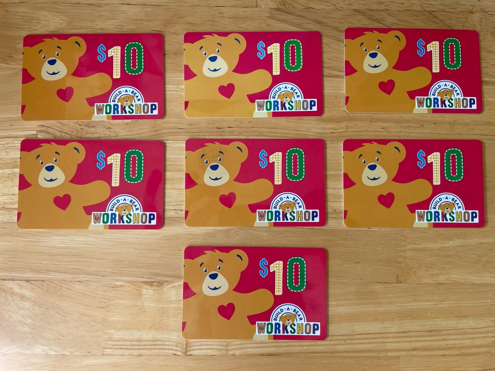 Build-A-Bear Workshop $10 Gift Cards Lot of 7 US-Nationwide Toys & Games