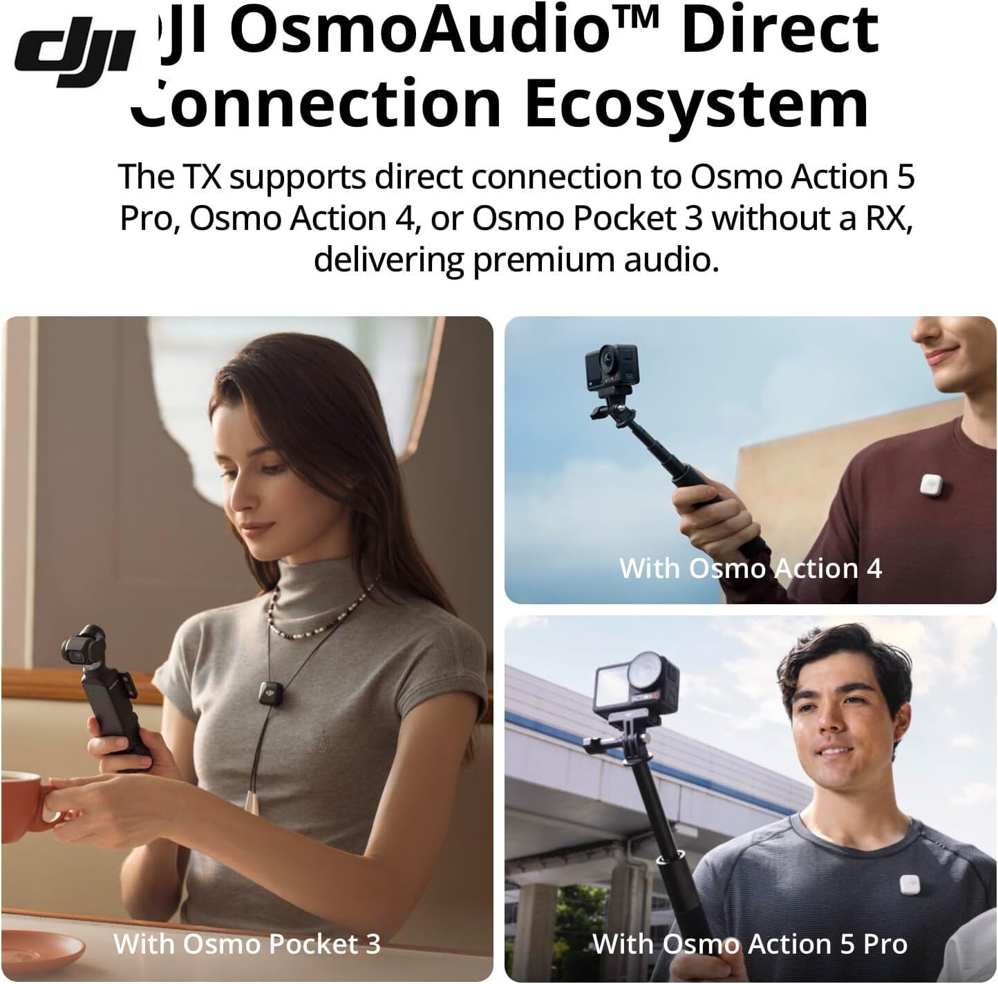 DJI Mic Mini (2 TX + 1 RX + Charging Case) Wireless Microphone for iPhone/Camera