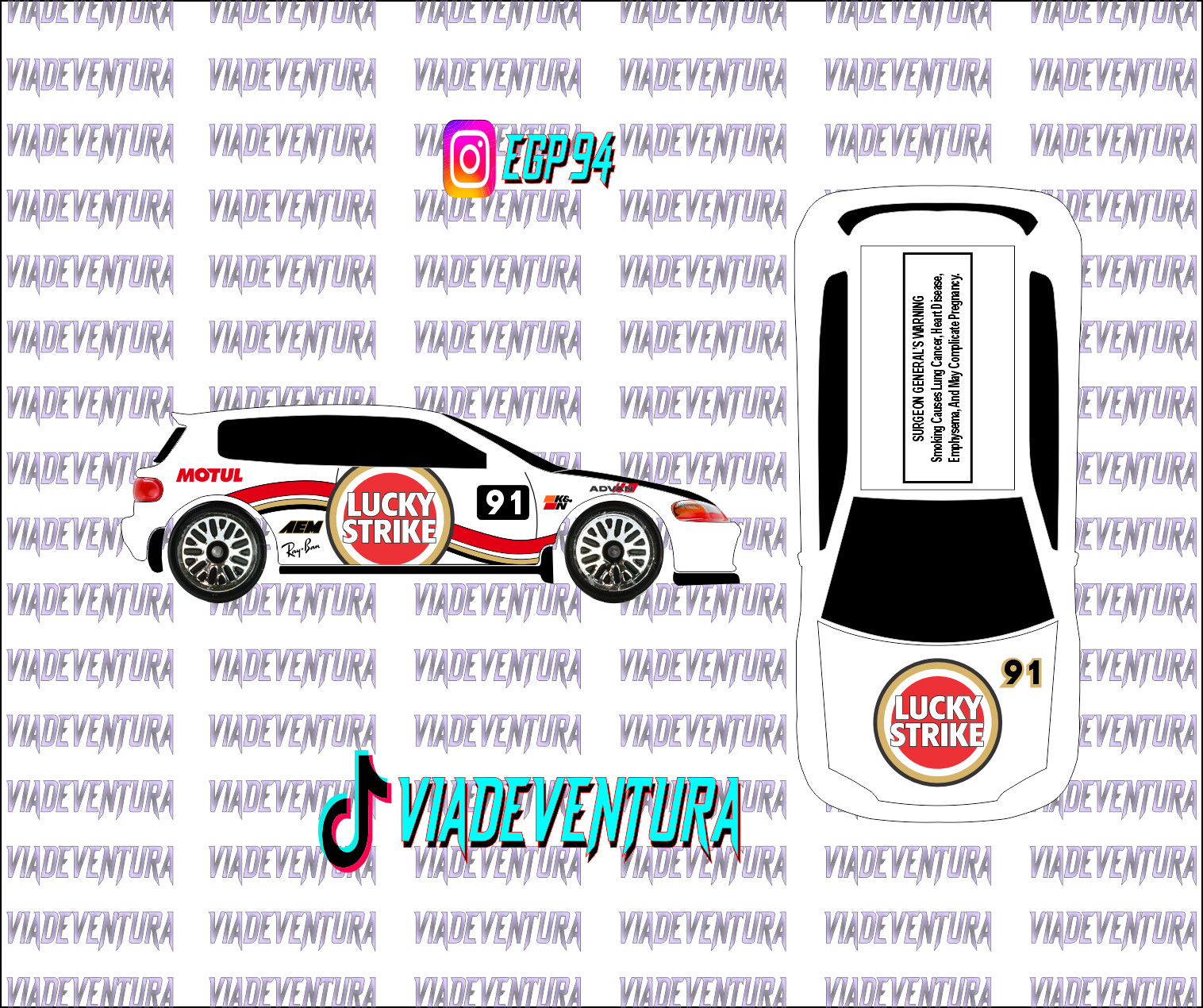 Lucky Strike 1/64 EG Civic WHITE TONER Universal Waterslide Decal for Hot