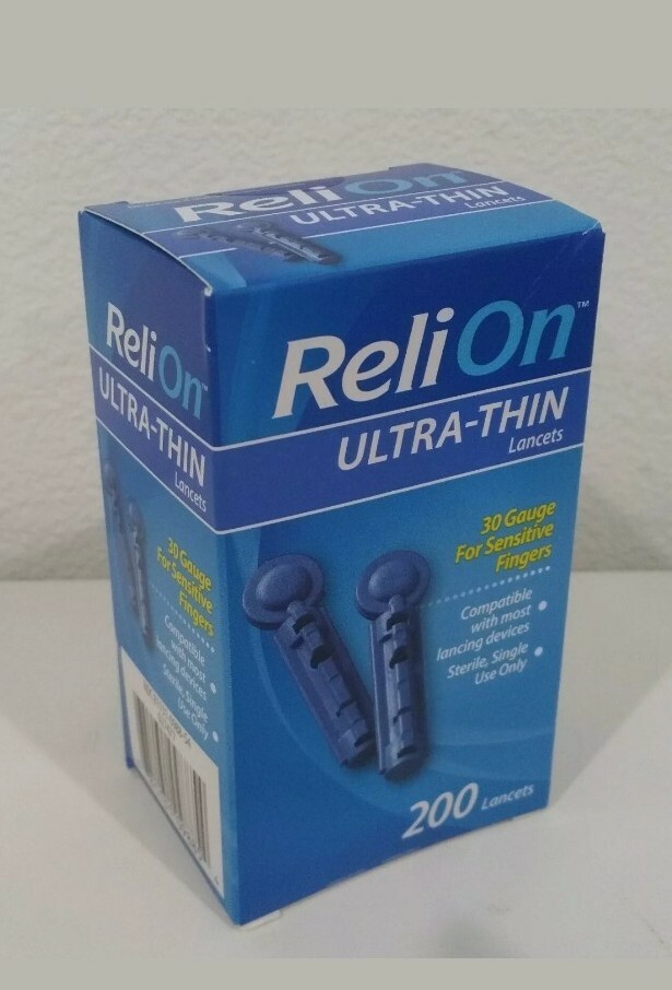 Brand New ReliOn Ultra Thin Lancets 30 Gauge For Sensitive Fingers 200 Count