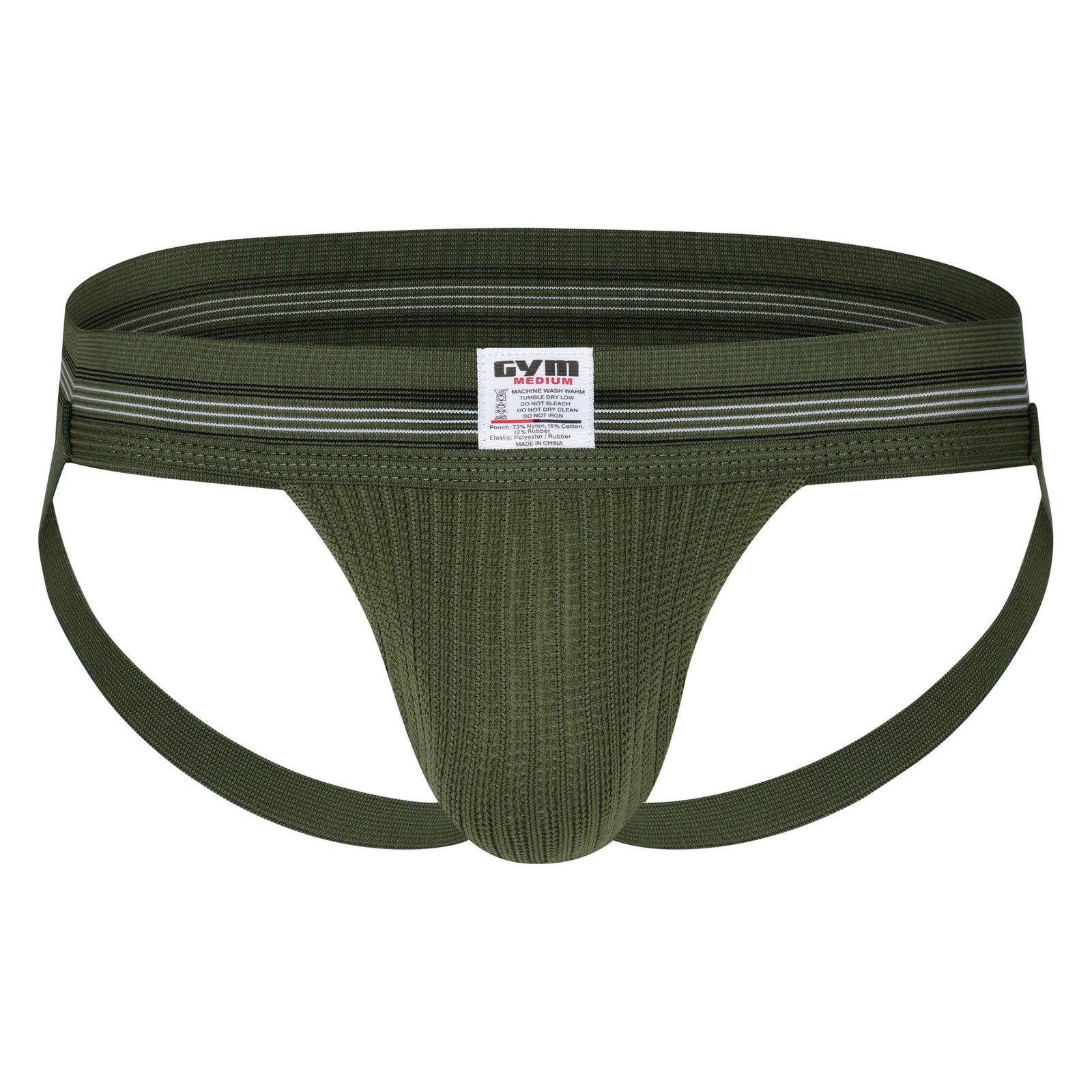 Mens Old School Jockstrap with 2" Waistband (Army Green, Medium)