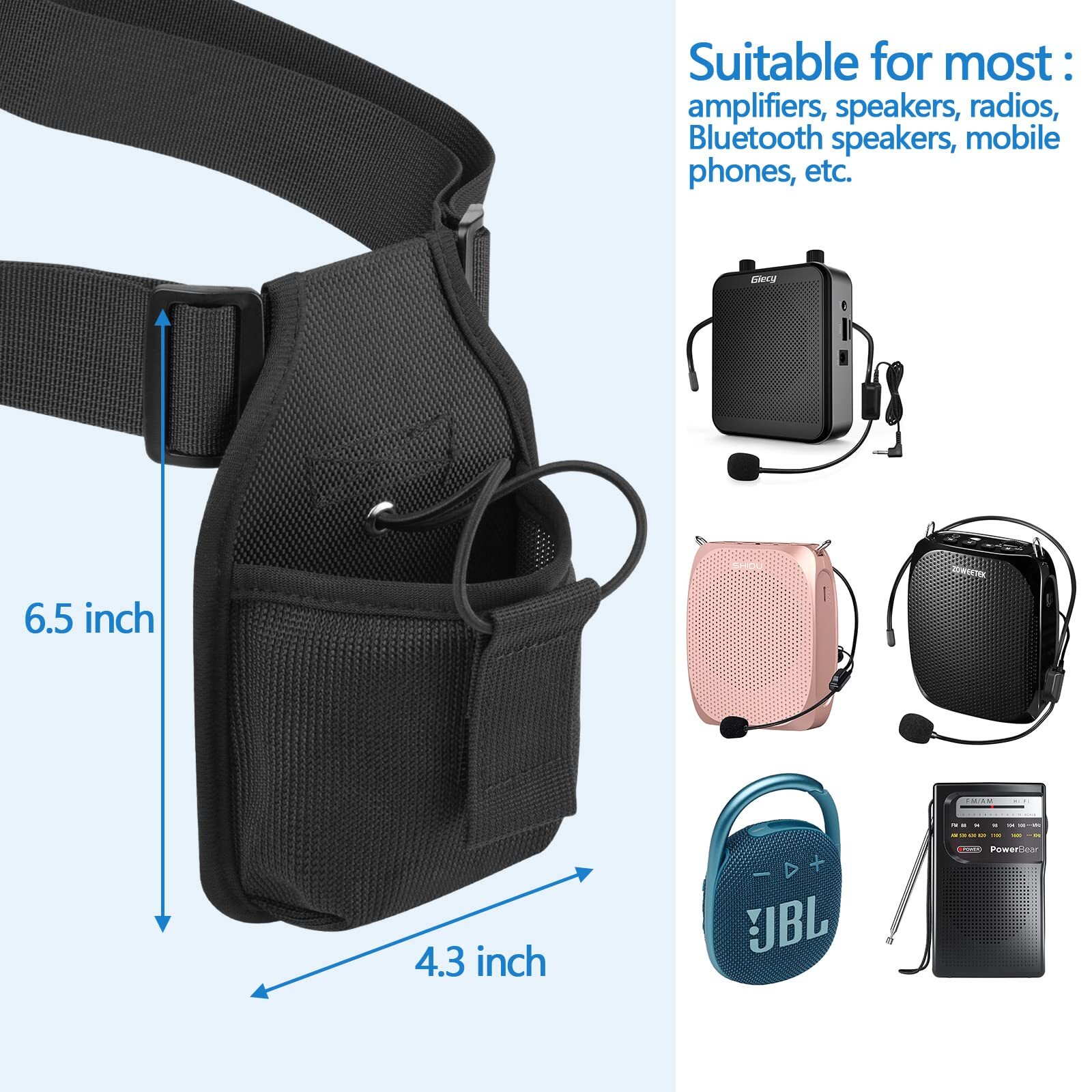 Mic Belt Microphone Belt with Adjustable Nylon Strap Microphone Transmitter C...