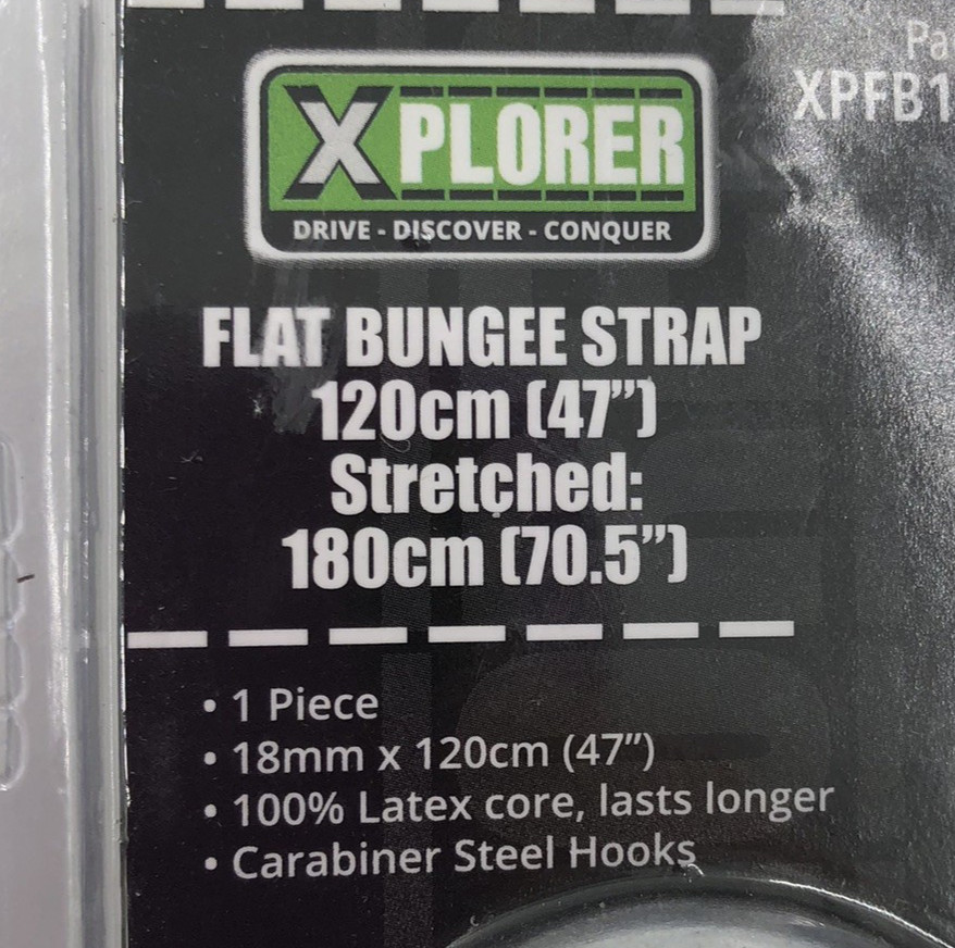 XPLORER Flat Bungee Strap with Carabiners 120cm