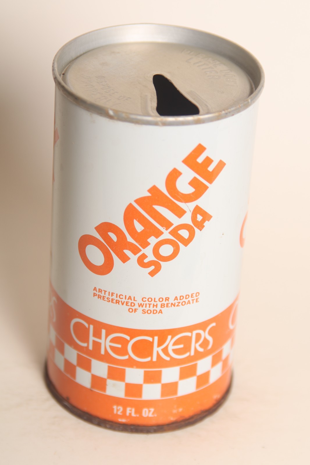 Checkers Orange soda can