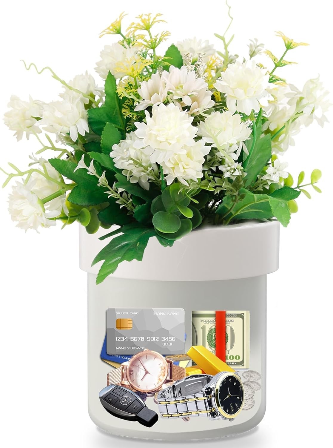 Secret Hidden Safe Flower Pot with Lock & Keys Home Outdoor Security Box