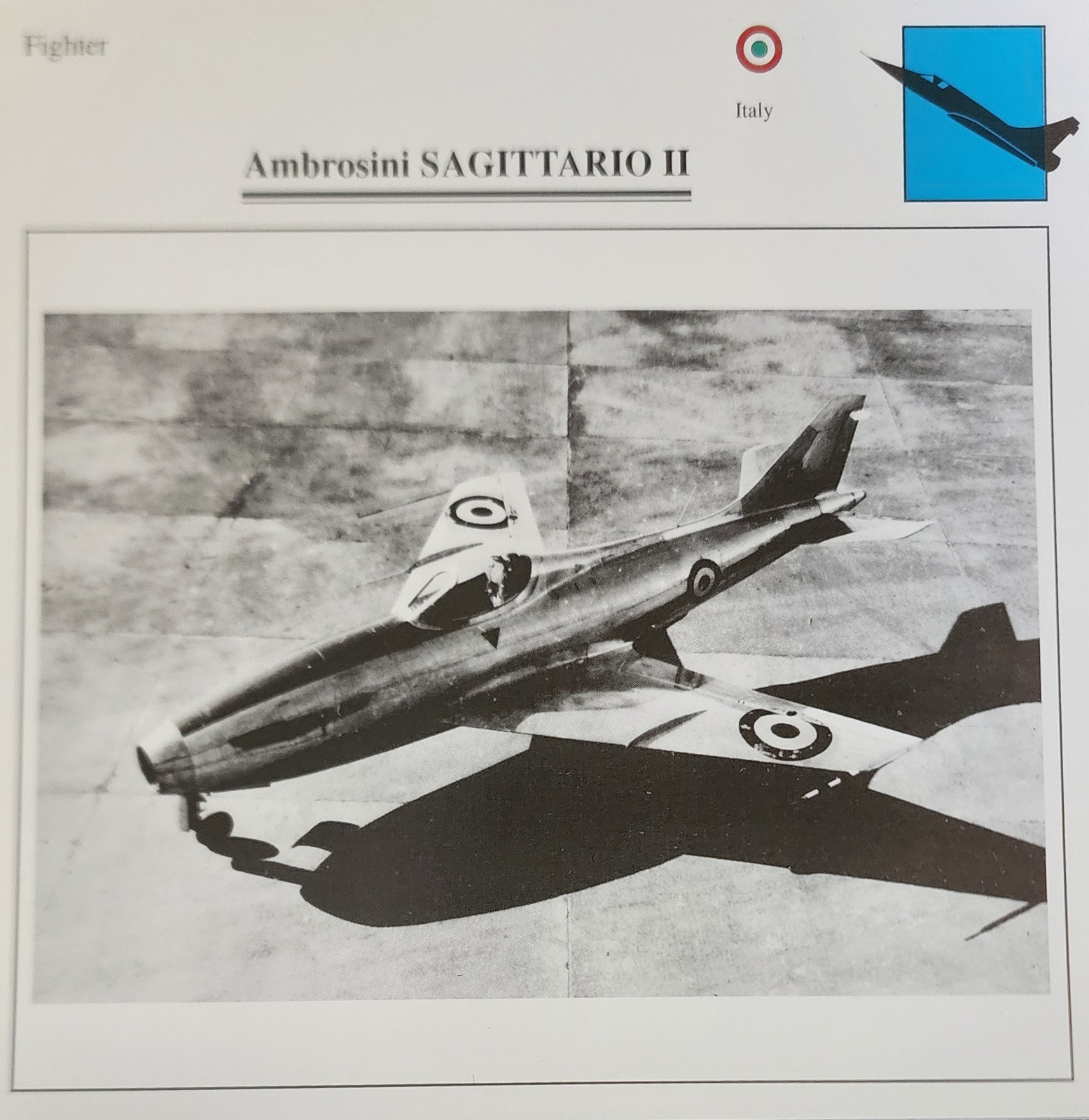 Ambrosini Plane Picture Original Aircraft Vtg Specs Detail Info Collector Card