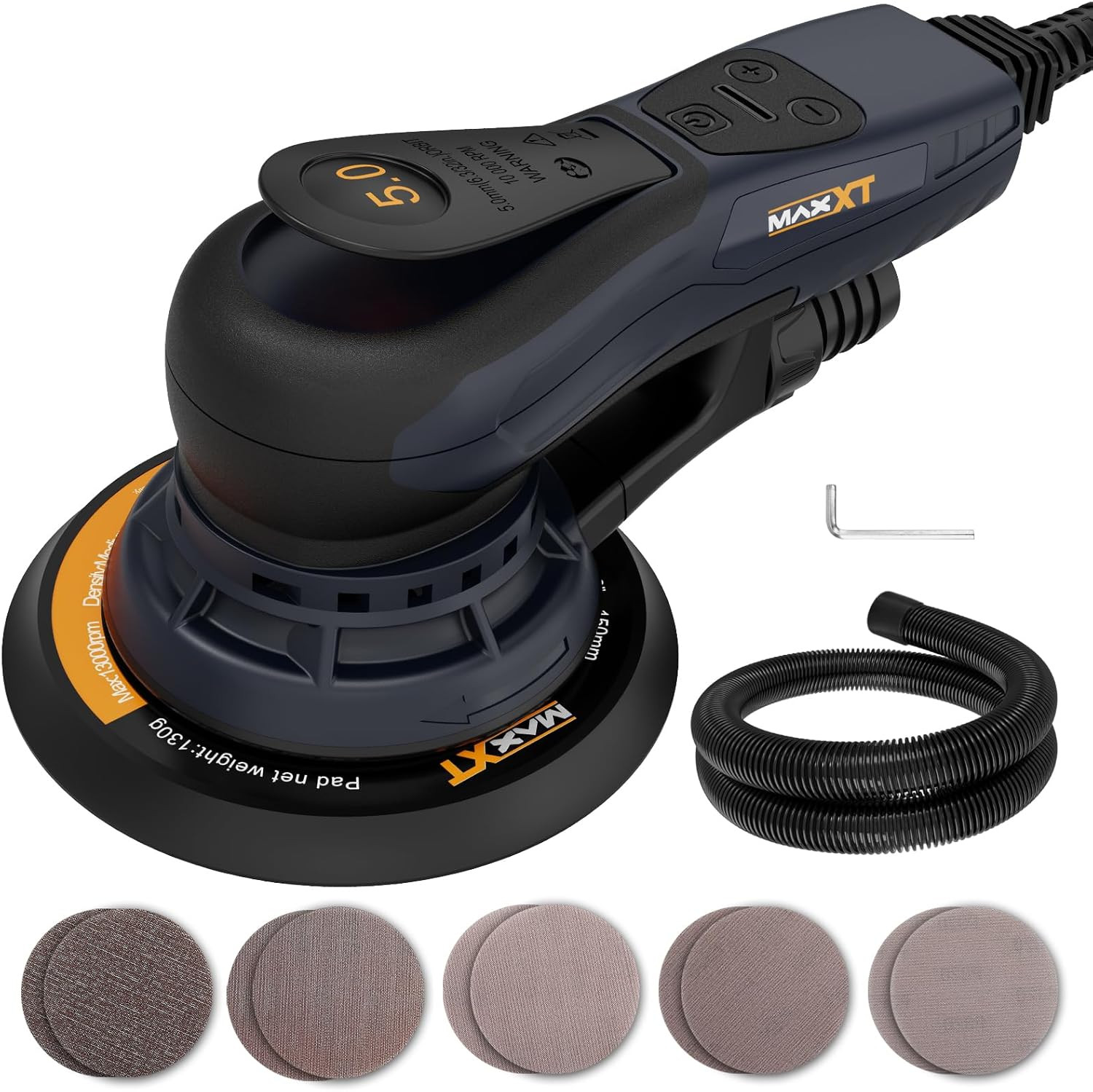 MAXXT Electric 5Mm Random Orbital Sander, Brushless 350W 3A Palm Sander, Multi-F
