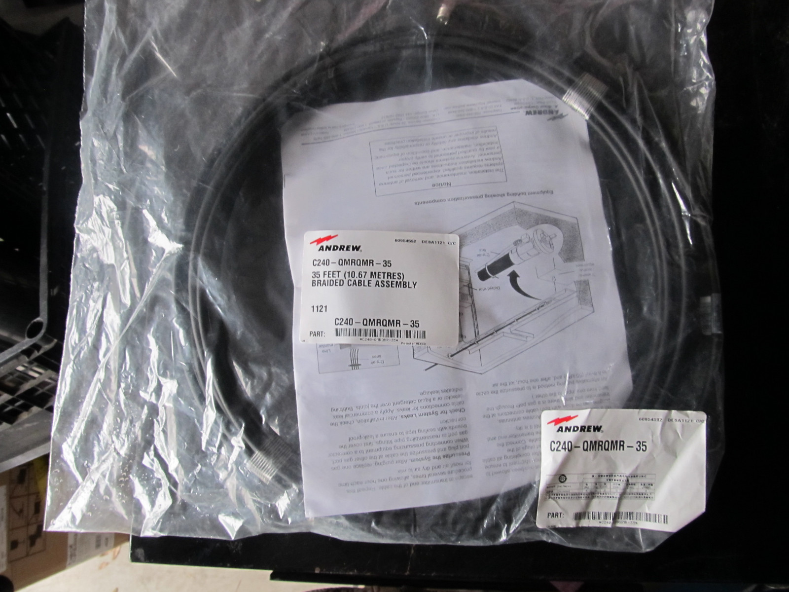 ANDREW C240-QMRQMR-35 BRAIDED CABLE ASSEMBLY 35 FT