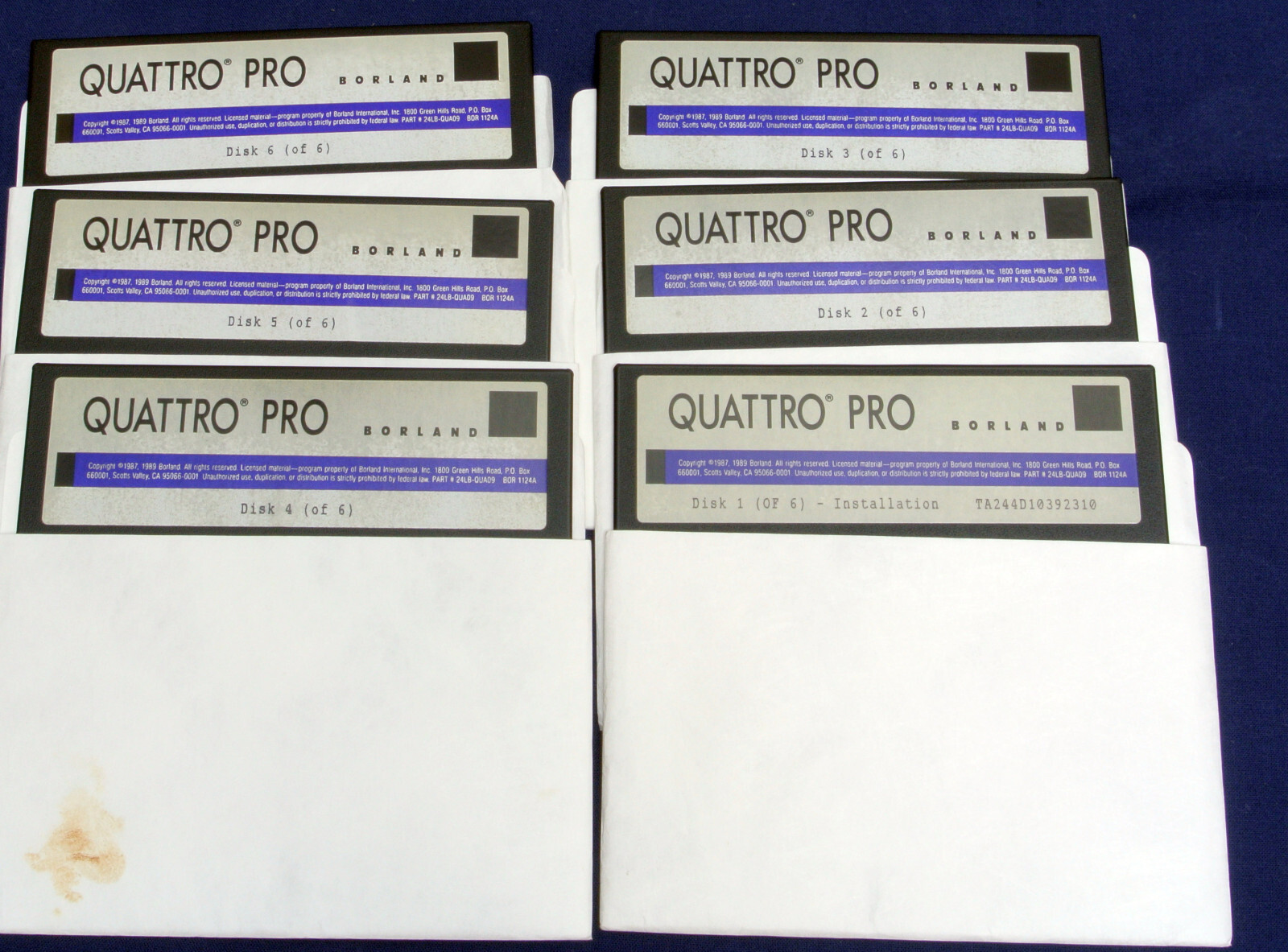 Quattro Pro 1.0 Software 5.25" Floppy Disks Vintage Spreadsheet 1989 Borland