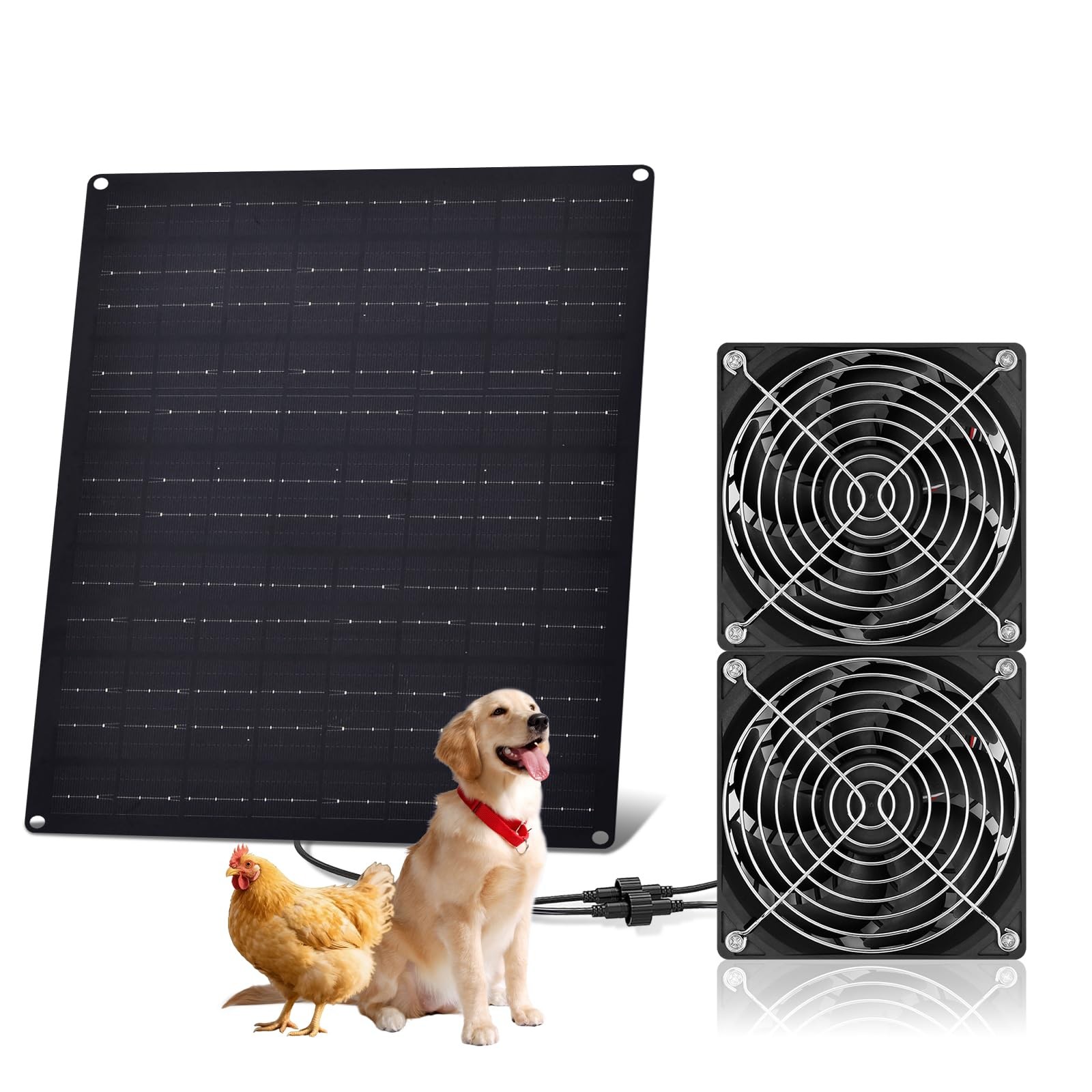 Solar Powered Fan, 15W Solar Chicken Coop Fan,Waterproof Ventilation Exhaust ...