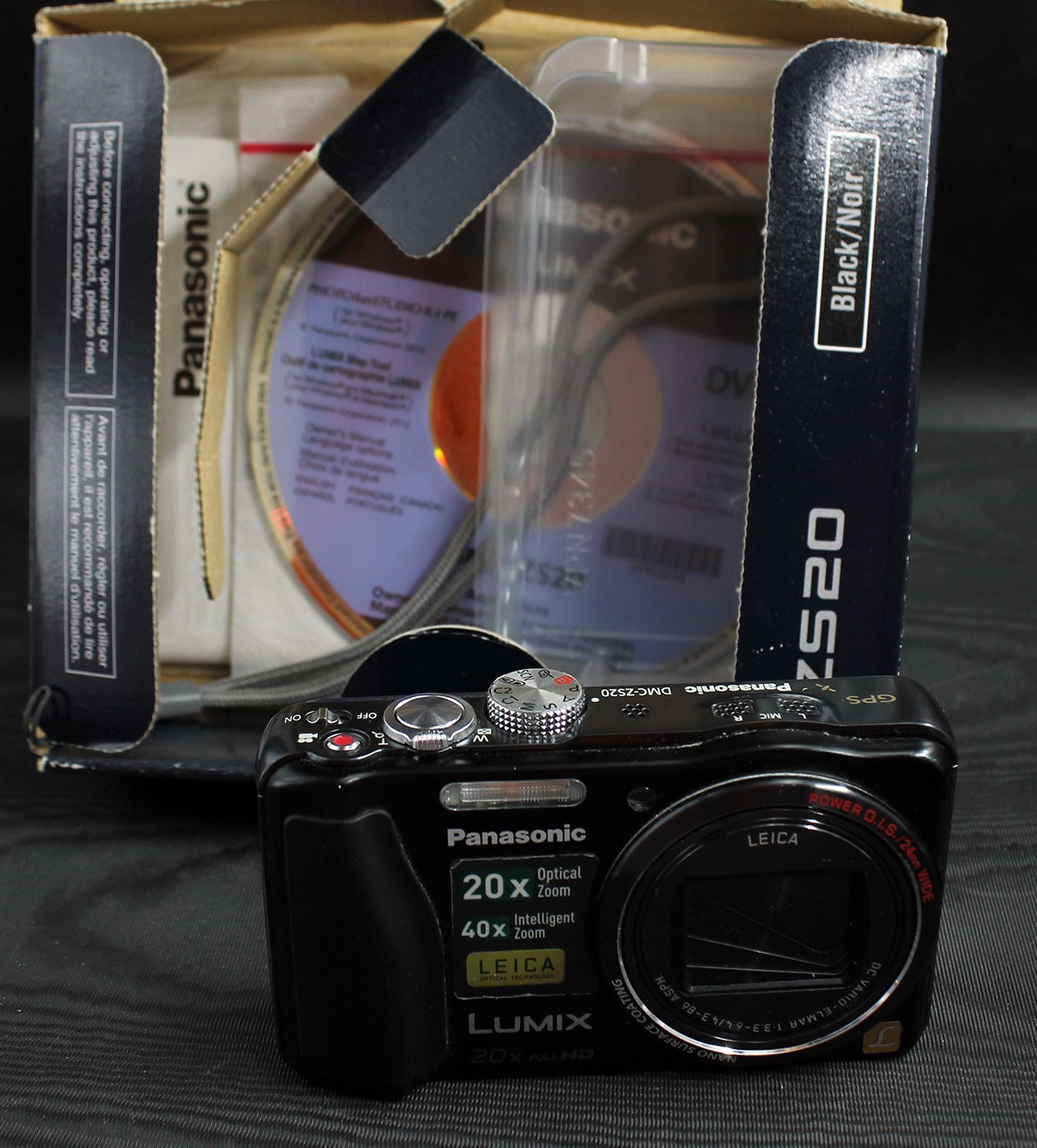 Panasonic ZS-20 AS IS w/ Box-CD-Instruction Guide-Battery  for Parts SystemError