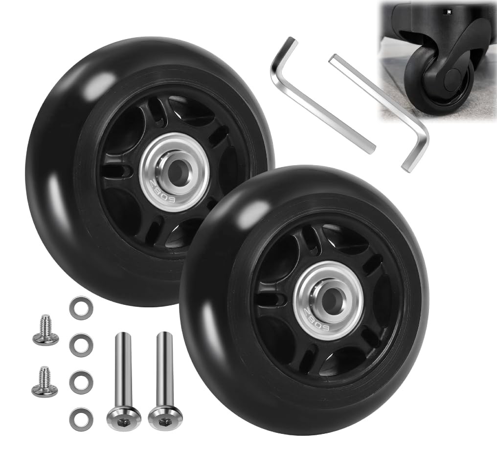 Luggage Suitcase Wheels (76mm x 24mm) with ABEC 608zz Bearings, Inline Skate ...