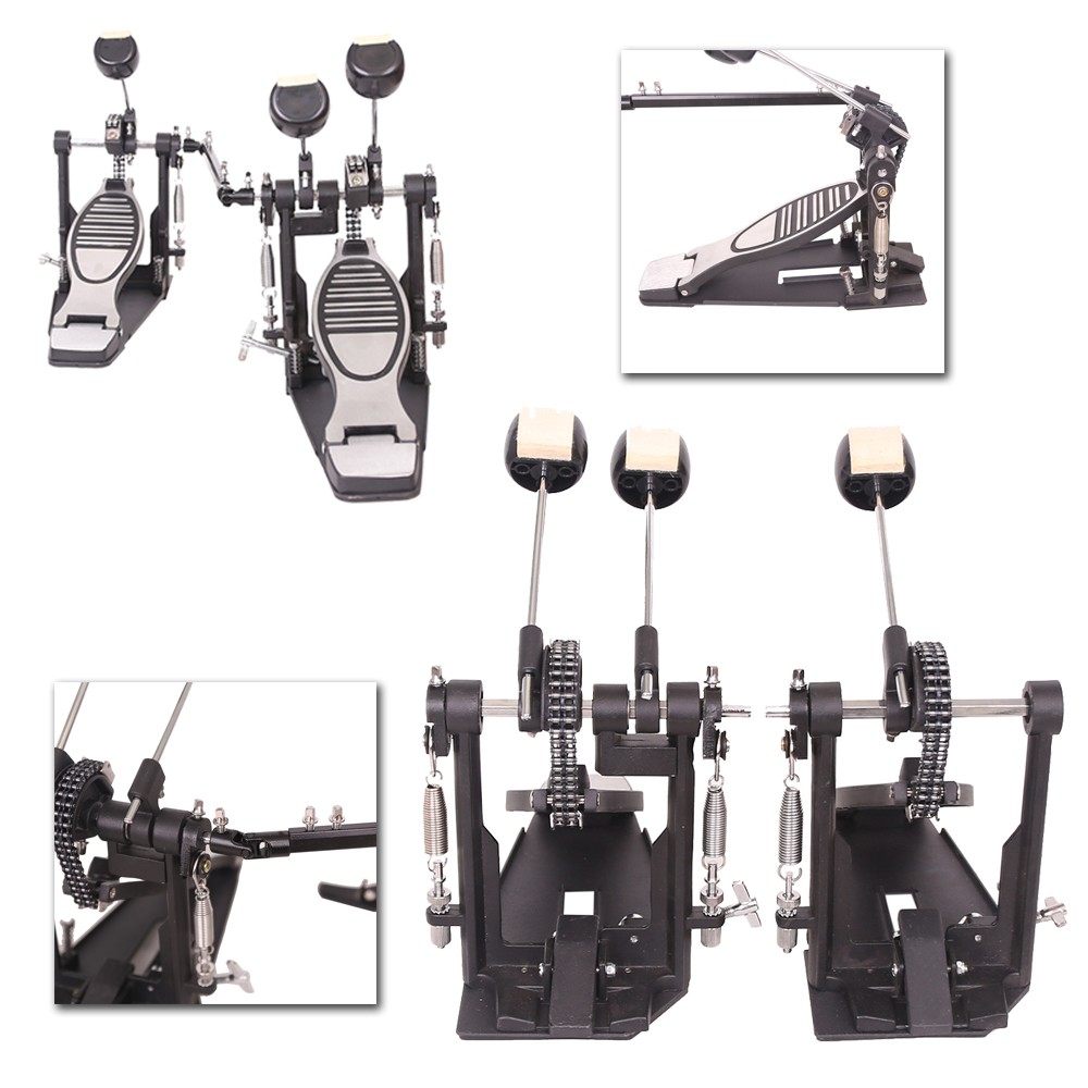 Double Kick Drum Pedal Bass Drum Foot Percussion Double Chain Drive