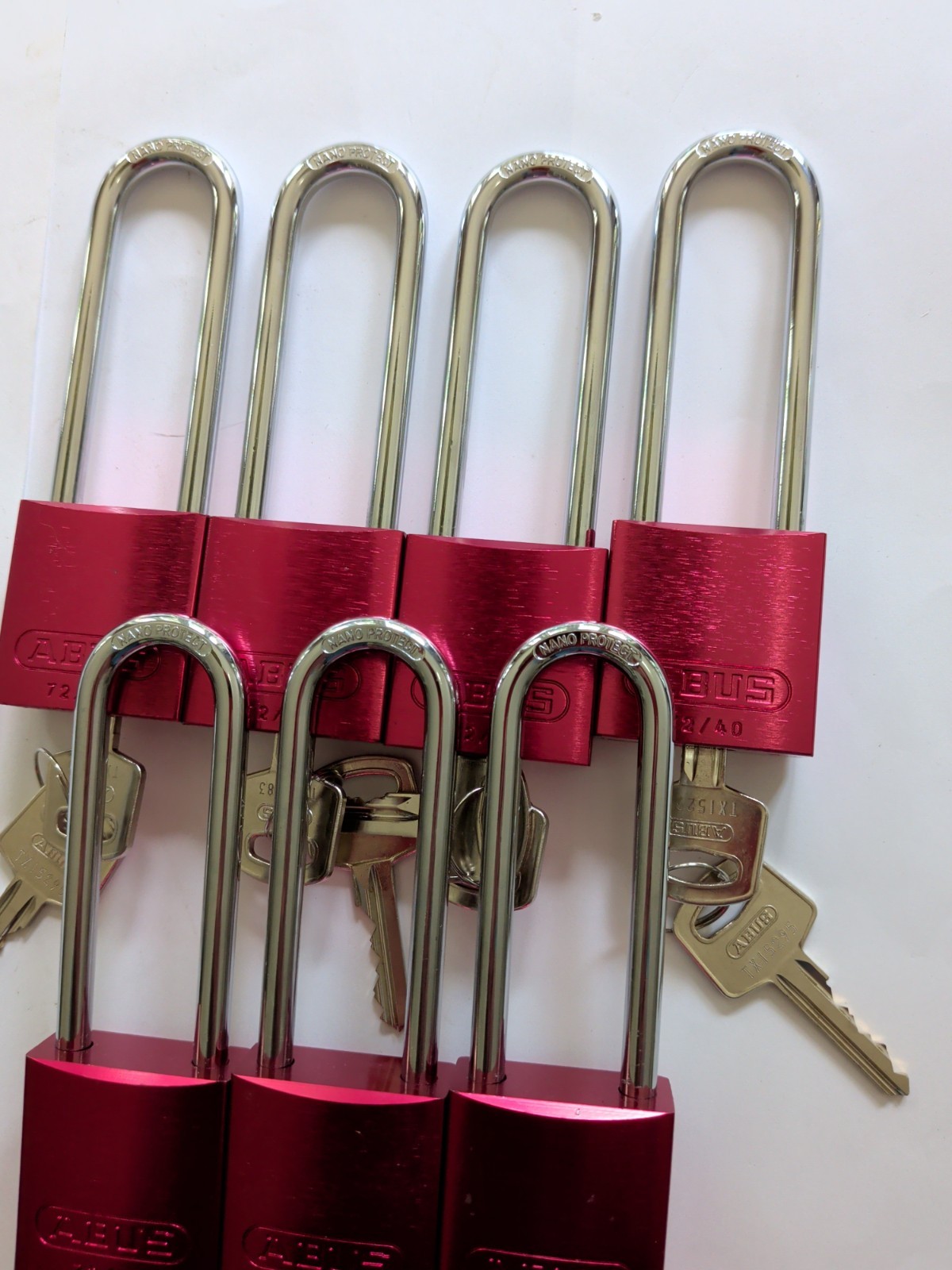 Lot of 7 Abus Lock 72/40HB75 Aluminum Safety Lockout Padlock Keyed Alike