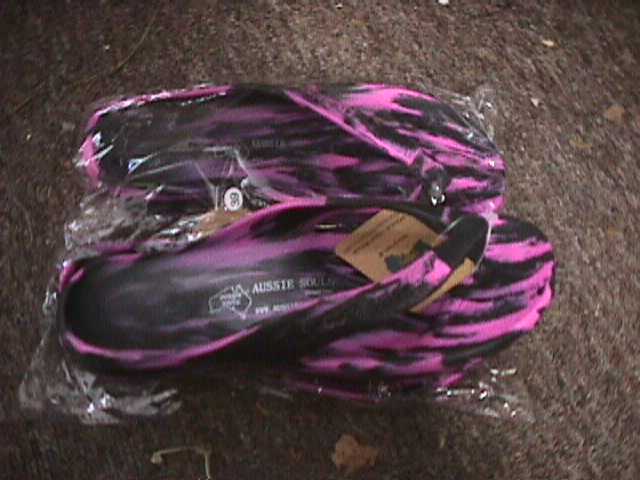 AUSSIE SOULS soles FLIP-FLOPS 38 US 7 purple Fuschia-BLACK flip flop