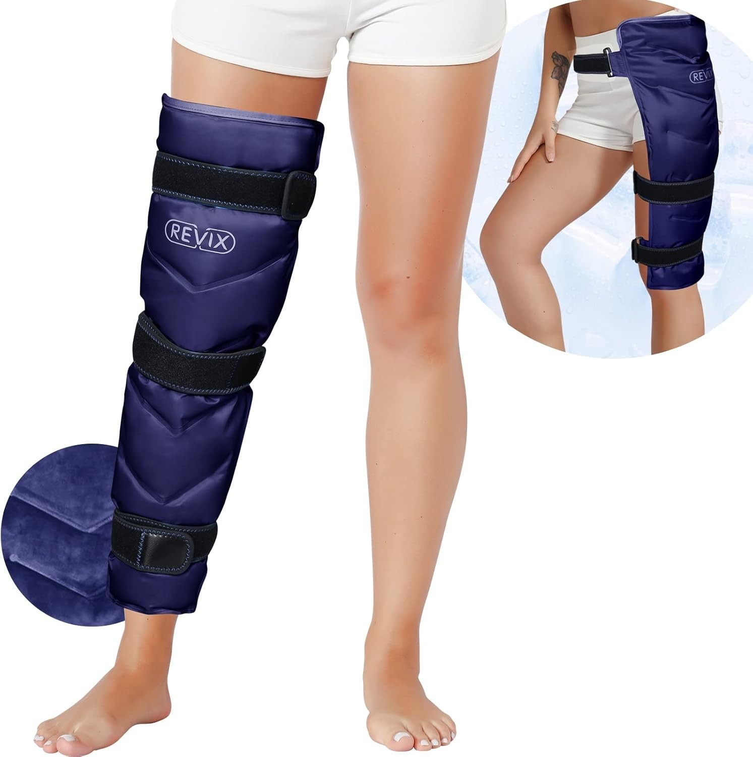 REVIX Large Leg Ice Pack for Injuries Reusable, Gel Ice Wrap for Leg, Hip, Thigh