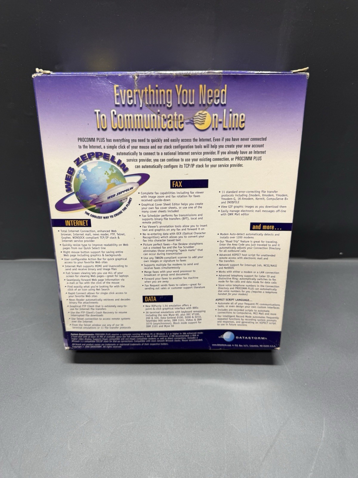Procomm Plus 3.0 Very Connected User Guide Installation CD Data Storm