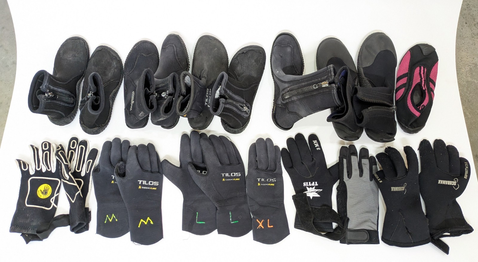 As-Is Scuba Diving Booties & Gloves Lot Package