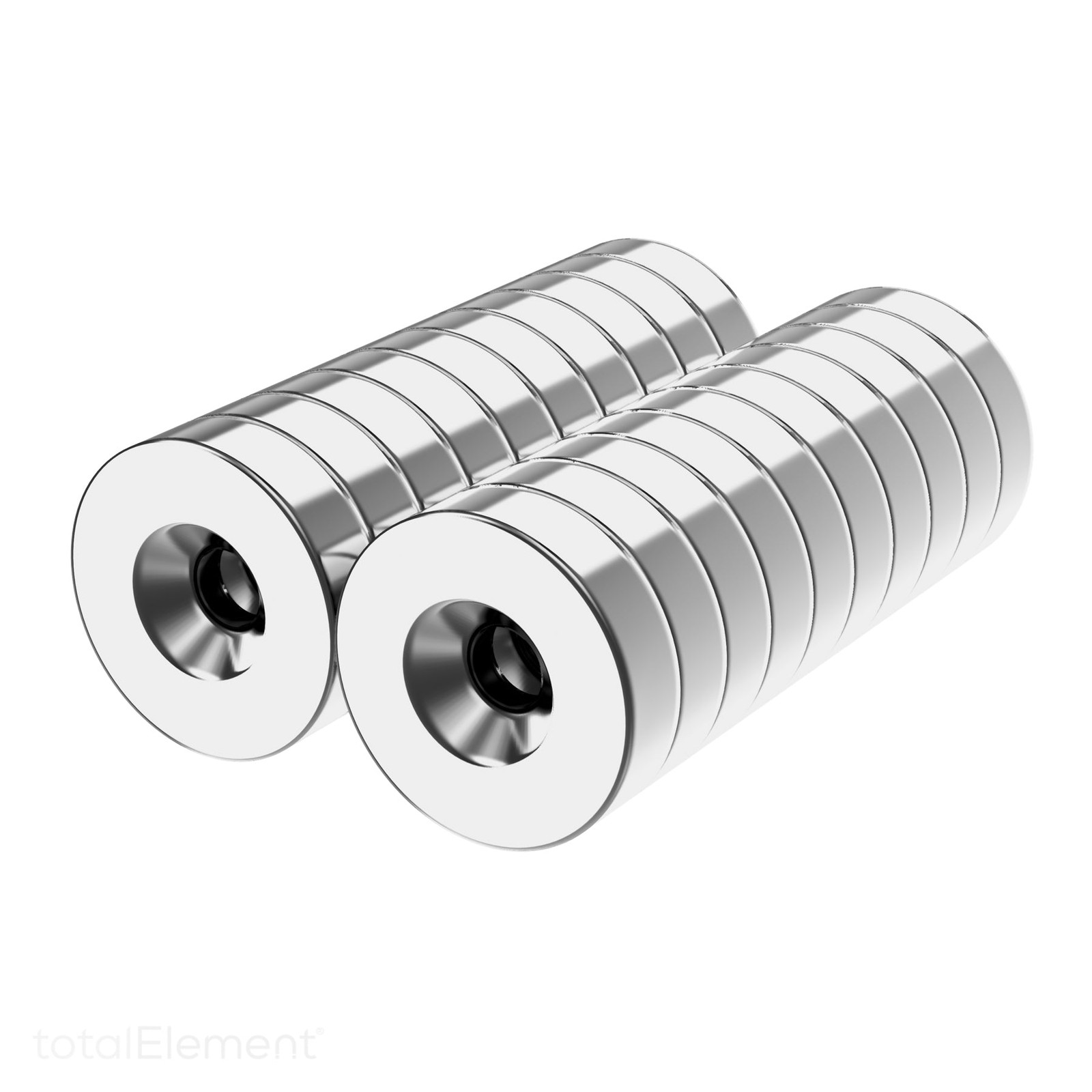 1/2 x 1/8 Inch Neodymium Rare Earth Countersunk Ring Magnets N42 (20 Pack)