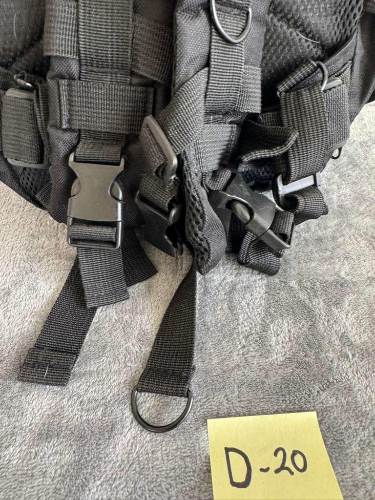 Black Nylon Tactical Backpack Adjustable Straps Multiple Compartments Zip Buckle